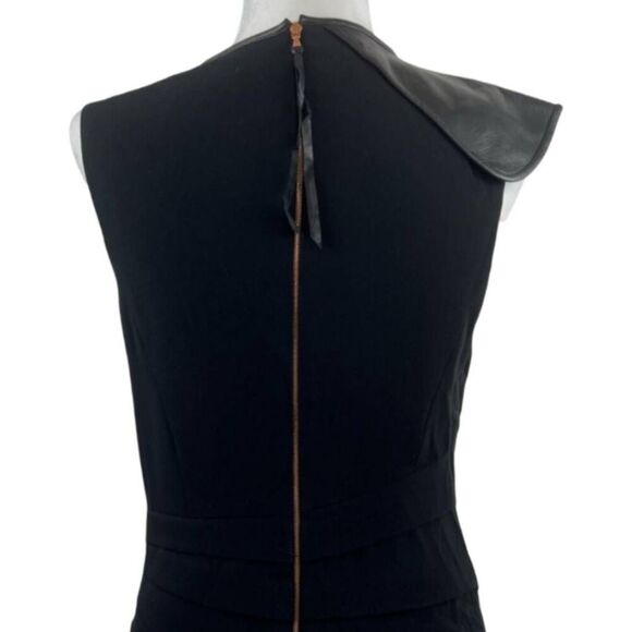 Rag & Bone Crew Neck Midi  Sheath Dress Leather detailing size 4 - Picture 8 of 11